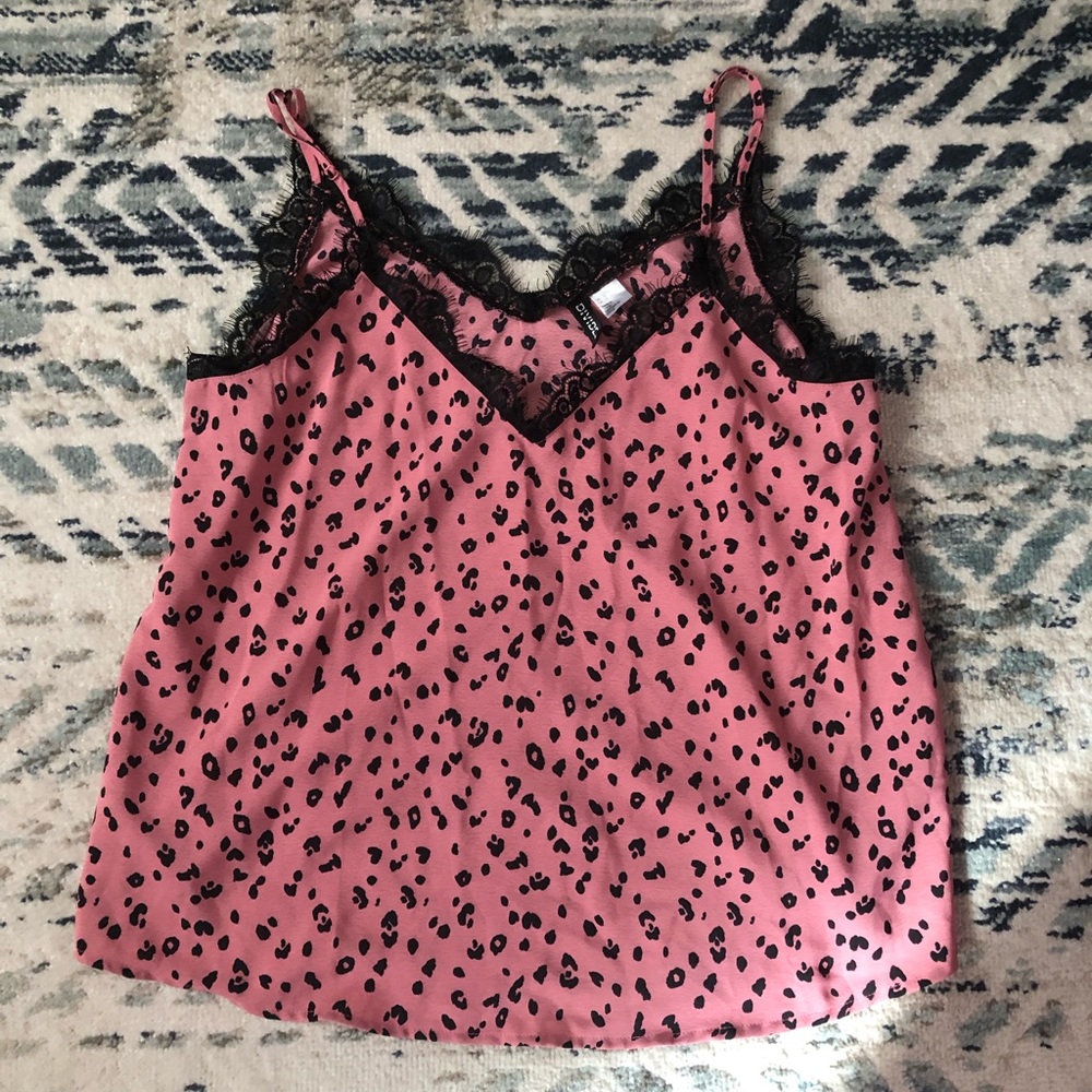 Pink Cheetah Lace Top